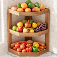 Étagère à fruits d'angle en bois massif à 3 niveaux, très vendue, organisateur de comptoir de cuisine, présentoir multifonctionnel pour aliments et desserts