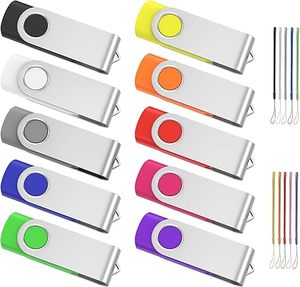 Promotional USB Drives Bulk - Custom Logo Flash Memory Sticks with Rotating Thumb Lanyard, Fast Shipping