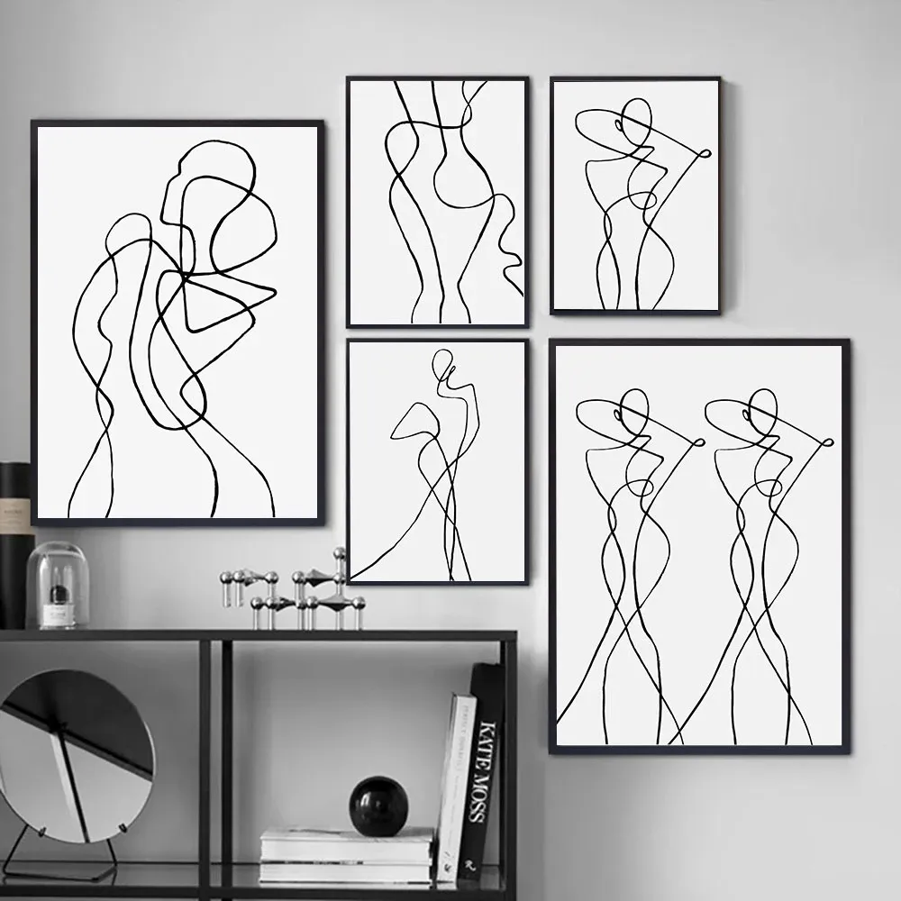 Abstract Woman Minimalist Body Fashion Line Drawing Poster Canvas Modern Painting Art Print Wall Picture Living Room Home Decor