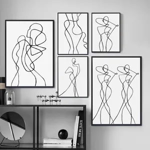 Abstracte Vrouw Minimalistische Body Fashion Lijn Tekening Poster Canvas Moderne Schilderkunst Kunst Print Muur Foto Woonkamer Home Decor