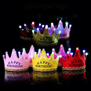 Suministros para Fiestas de Cumpleaños, Gorro de Tela No Tejida Estilo Corona con Luz LED, Sombreros para Niños, Decoración para Fiestas - Product Image 2