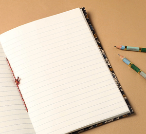 Maroon Bagru Fabric Cover Handmade Paper Notebook Ethnic Artisan <b>Journal</b> for <b>Writing</b> & Sketching (9 x 7 in) - Product Image 3