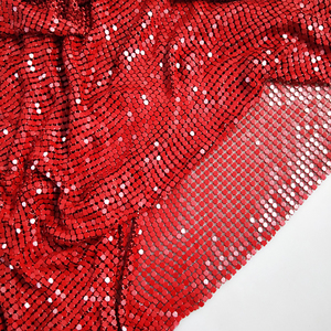 Pintura en aerosol metálica Tela de malla de lentejuelas de metal de aluminio rojo oscuro para vestido de cota de correo - Product Image 3