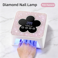 Lampe de séchage pour vernis gel à écran tactile, rechargeable et portable, en forme de fleur, avec cristaux brillants, pour nail art