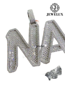 JEWELUX Lettre N Luxe Plaqué Or Argent 925 Perle d'Eau Douce Certifiée IGI Breloques Hip Hop Pièce Tendance Unisexe - Product Image 3