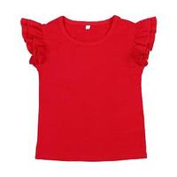 PAS de quantité minimale de commande boutique haut à la mode couleur unie été volants RTS bambin hauts bébé filles t-shirts