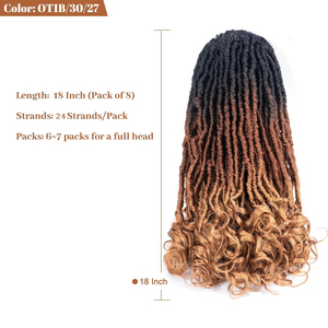 Pháp Curl Locs Crochet Tóc 18 Inch Ombre Nâu <span class=keywords><strong>3</strong></span> Tông Màu Crochet Giả Locs Với Xoăn Kết thúc Bện Phần Mở Rộng Tóc - Product Image 4