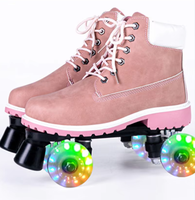 Hikeon HKK0109 Patines de Ruedas de Doble Fila con Ruedas de PU/PVC con Luces, Estilo Francés Martin, para Patinaje Artístico, ABEC-7