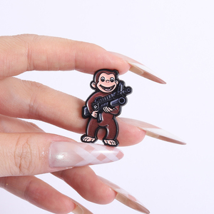 Vui Mát Khỉ Với Súng Men Pin Động Vật Dễ Thương Trâm Ve Áo Huy Hiệu Đồ Trang Sức Quà Tặng Cho Bạn Bè Ba Lô Phụ Kiện Bán Buôn - Product Image 4