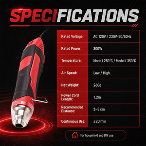 <span class=keywords><strong>Pistola</strong></span> de Calor <span class=keywords><strong>Mini</strong></span> de 300W al por Mayor, <span class=keywords><strong>Pistola</strong></span> de Aire Caliente Compacta y Portátil con 2 Niveles de Temperatura para Manualidades y Reparaciones - Product Image 5