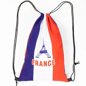 NX定制标志双面数码印刷法国旗包拉绳背包包足球迷礼品产品