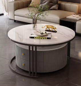 Nordic Minimalism Convertible Customizable Color Modern European Metal Coffee <b>Table</b> Set Big <b>Storage</b> for Living Room Hotel Use - Product Image 4