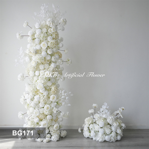 Decoración de Fondo con Camino de Flores Personalizado de Fábrica, Arreglo Floral Blanco para Sofá para Bodas - Product Image 3