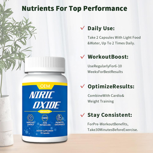 Capsules d'oxyde nitrique OEM, service de marque privée, MOQ 1000 flacons, usine certifiée GMP, utilisation directe pour adultes, santé, sans gluten, sang - Product Image 2
