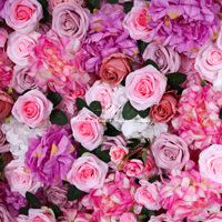 Toile de Fond Artificielle Enroulable et Mur de Fleurs Roses, Échantillons Personnalisés Disponibles pour la Décoration de Scène de Mariage