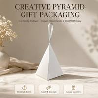 Emballage en papier en gros, boîte cadeau en papier pour bonbons, boîte cadeau triangulaire en forme de pyramide pour mariage