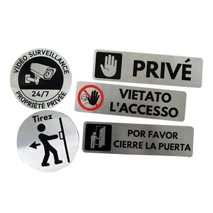 Letrero de Metal de Aluminio Cepillado de Diseño Personalizado de Alta Calidad, Letrero Adhesivo para Baños, Letrero de Advertencia con Video para Baños de <span class=keywords><strong>Hombres</strong></span> y Mujeres - Product Image 1