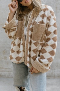 Nouveau Design d'hiver décontracté <span class=keywords><strong>fourrure</strong></span> <span class=keywords><strong>Plaid</strong></span> imprimé vestes zippées poches mode <span class=keywords><strong>chaud</strong></span> femmes manteaux - Product Image 2