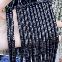 Perles plates en pierre noire 4x2mm/6x3mm, perles intercalaires en pierres précieuses hautement polies pour la fabrication de colliers et bijoux faits à la main, vente en gros