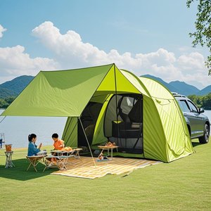 Tente de hayon pour SUV, auvent pare-soleil 9,8x4,9x6,8 pieds, imperméable, triple couche, quatre saisons, pour 3-4 personnes, tente de voiture instantanée, PU4000 210D - Product Image 4