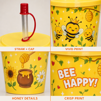 Vente en gros directe usine – Nouveaux gobelets à café 3D en plastique réutilisables pour enfants, sans BPA, écologiques, avec couvercle en PP et impression UV, 350 ml