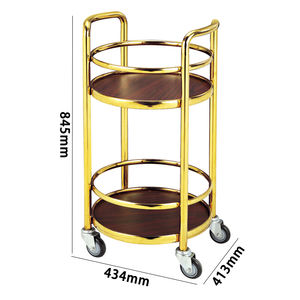 รถเข็นบาร์เคลื่อนที่สแตนเลสสีเงิน/ทอง ดีไซน์หรูหราทันสมัย สำหรับโรงแรม ร้านอาหาร บ้าน บาร์ บริการเครื่องดื่ม พร้อมล้อ 4 <span class=keywords><strong>ล้อ</strong></span>และเบรก - Product Image 2