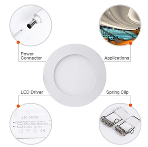 Luz de <span class=keywords><strong>panel</strong></span> de techo <span class=keywords><strong>LED</strong></span> empotrada 3W 6W 12W 15W Blanco cálido Blanco frío Luz de <span class=keywords><strong>panel</strong></span> <span class=keywords><strong>LED</strong></span> redonda - Product Image 6