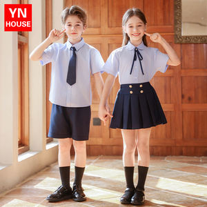Primary <strong>School</strong> Summer Uniform <strong>Short</strong> Sleeve Set with Navy <strong>Shorts</strong> for Boys and Navy Skirt for Girls - Product Image 2