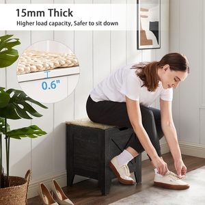 Banco de almacenamiento para entrada, otomana para zapatos, estilo rústico, cojín tejido a mano, bisagras metálicas de seguridad, taburete para el hogar, moderno para <span class=keywords><strong>dormitorio</strong></span> y sala de estar - Product Image 6