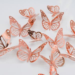 12 autocollants muraux 3D papillons dorés creux en papier de haute qualité pour chambre, salon et porche - Product Image 4