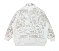 Blouson aviateur OEM à col rembourré en coton épais avec logo personnalisé Blouson aviateur en satin blanc à coutures brodées d'or