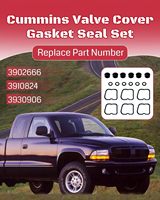 Juego de Juntas de Tapa de Válvulas de 5.9L para Dodge D150 D250 D350 W250 W350 1989-1993, para Ram 2500 3500 Cummins 12V 5.9L 6BT 1994-1998