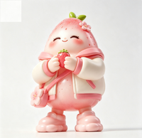Figurine de collection personnalisée en PVC et ABS, motif fraise rose de dessin animé, statue d'art fabriquée en Chine, OEM sur mesure pour la vente en gros aux marques
