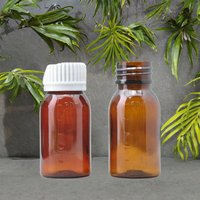 Bouteille en plastique PET pour sirop contre la toux liquide de 30 ml, 50 ml, 60 ml, 100 ml, 120 ml, 150 ml, 180 ml avec bouchon à vis de sécurité et gobelet doseur