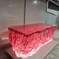 Comptoir de bar en résine époxy personnalisé avec éclairage LED, mobilier lumineux, comptoir de réception d'hôtel, comptoir de DJ