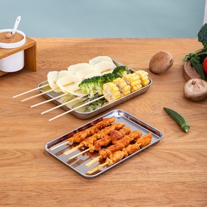 Plateaux de service modernes en acier inoxydable argenté pour pâtisserie, fruits, <span class=keywords><strong>pizza</strong></span> et autres aliments – Idéal pour la présentation et la préparation culinaire - Product Image 3