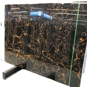 Prix de la dalle de marbre noir avec veinage doré, épaisseur 16 mm 20 mm, vente en gros - Product Image 1