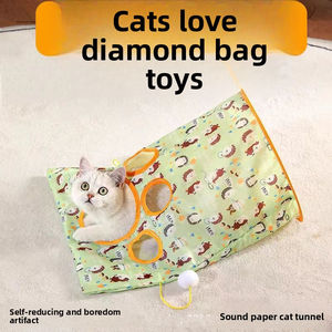 Jouets pour animaux de compagnie chat dessin animé chat diamant sac chat Tunnel voix papier sac <span class=keywords><strong>jeu</strong></span> interactif fournitures pour animaux de compagnie en gros - Product Image 5