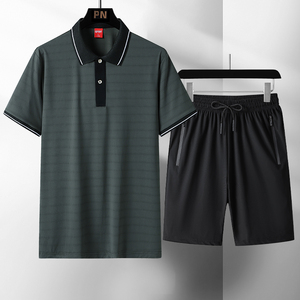 Ensembles de T-shirts personnalisés avec logo pour hommes – Collection Été 2025 – Pull à revers à manches courtes, coupe ample, fin et respirant, idéal pour les hommes d'âge mûr - Product Image 3