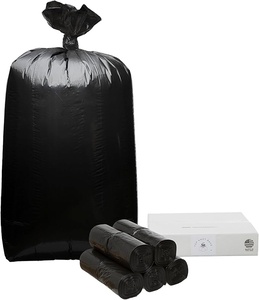 Black Heavy Duty Large Garbage <b>Bags</b> HDPE Material Heat <b>Seal</b> 55-60 Gallon Household Trash Can Liners $0.8/roll 10pcs/roll - Product Image 1