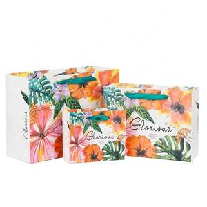 Sac en papier écologique personnalisé imprimé en 4 couleurs avec motif floral pour vêtements et chaussures avec fonction de laminage - Product Image 4