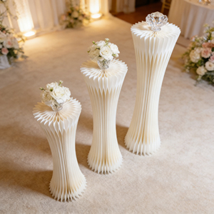 Espositore Professionale Pieghevole a Colonna Romana Classica Europea per Tavolo Dessert Matrimonio, Decorazione Casa, Vetrina e Merchandising - Product Image 4