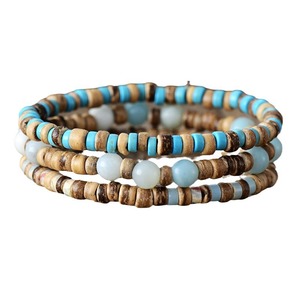 Natural Stone And Wood Beads Elastic <b>Bracelets</b> Unisex Retro Couple Jewelry Gift <b>Set</b> Yiwu Origin - Product Image 5