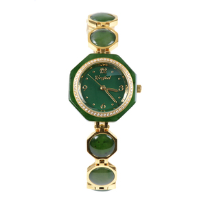 Reloj de Mujer de Jade Hetian de Diseño Retro, Casual, Verde y Blanco, Reloj de Pulsera Vintage para Damas - Product Image 2