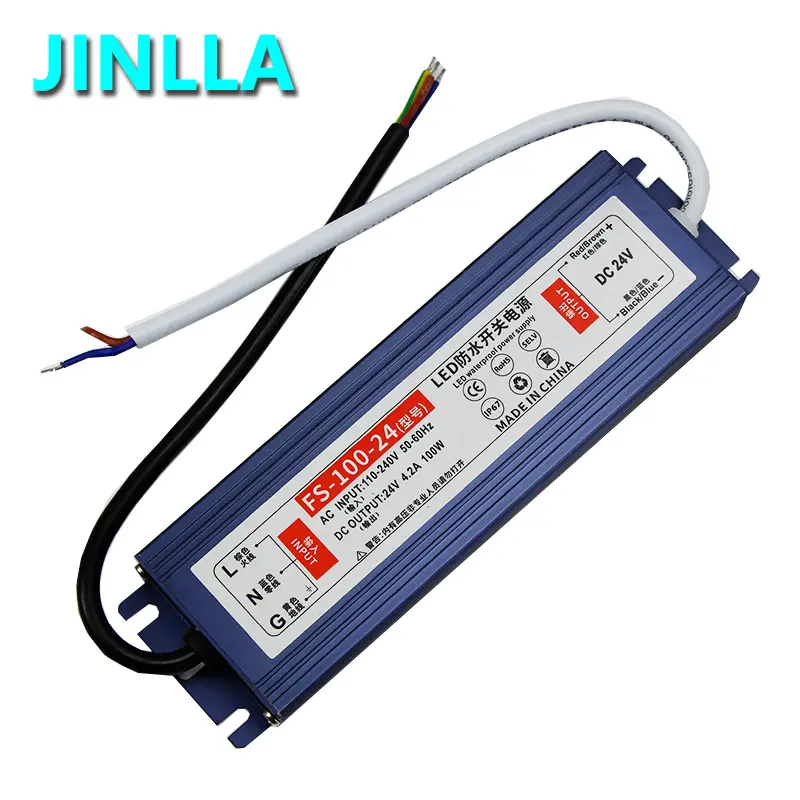 Jinlla 110V 220V AC Naar Dc Schakelende Voeding 12V/24V 100W Led Voeding Waterdicht Led Aandrijfvermogen