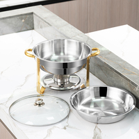 Ensemble de plats chauds pour buffet en gros, chauffe-plats en acier inoxydable, 4,5 litres, plats ronds de table avec couvercle en verre
