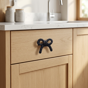 Black Rope Knot Drawer Knob Cast Iron Kitchen Cabinet Hardware Minimalist Design Bolt <b>Inserting</b> Type Decorative Knobs Hot Sell - Product Image 1