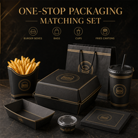Caja de Embalaje para Hamburguesas Negra con Impresión Personalizada |   Caja de Hamburguesas Desechable Biodegradable de Papel Kraft para Comida Rápida para Restaurante