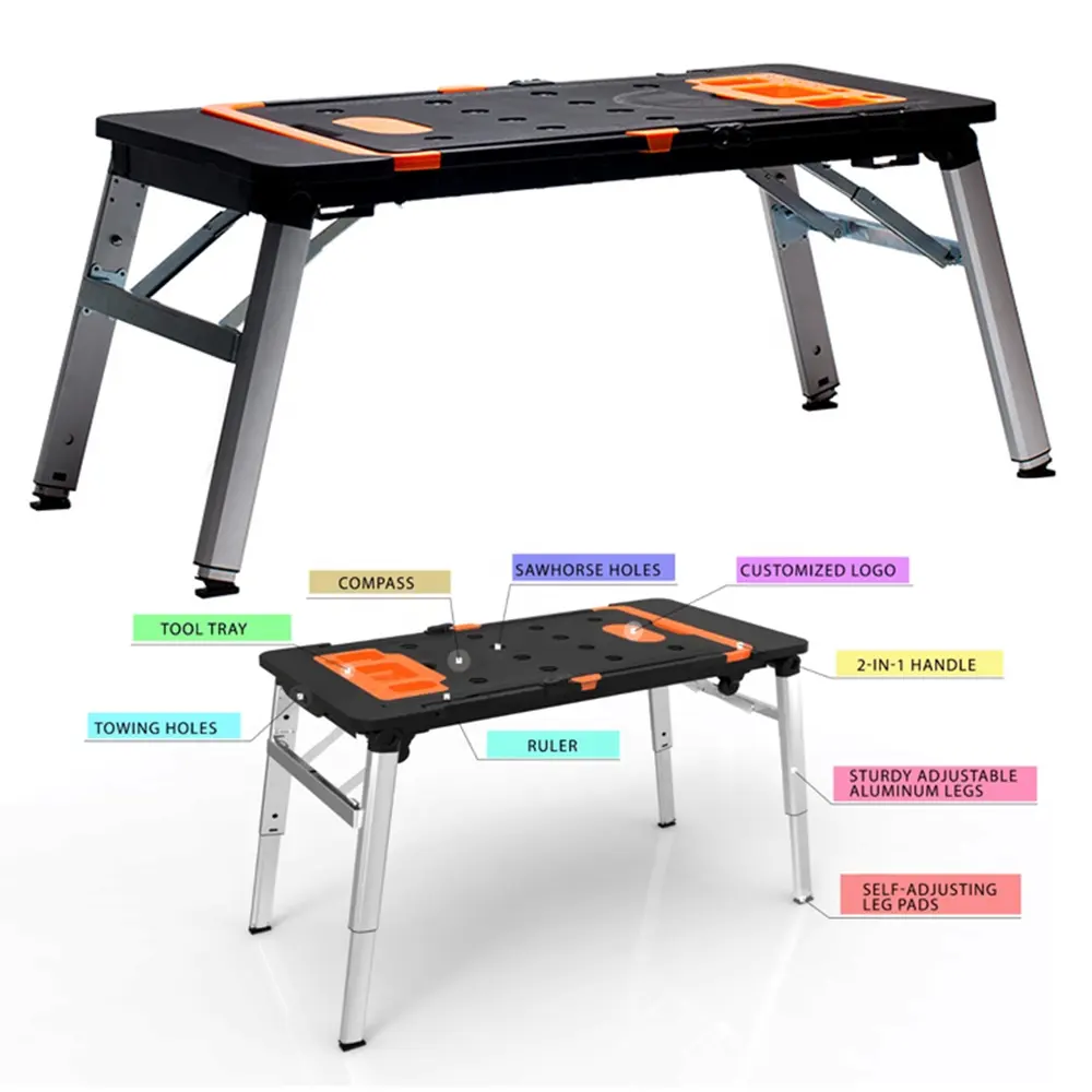 7 in 1 Multifunction Movable Folding Saw Horse Wood Workbench Sawhorse Garage workbench Folding Workbench