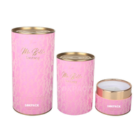 Boîte Cadeau Personnalisée en Tube de Papier Rose avec Logo Doré, Couvercle en Métal, Cylindre Rond en Papier pour Emballage Cosmétique et Parfum